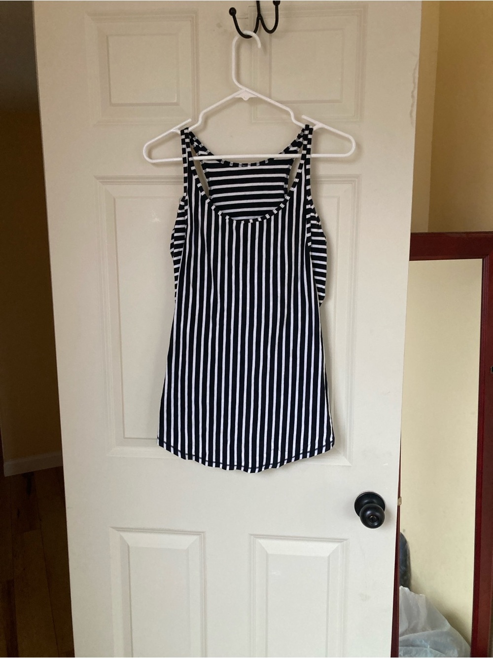 lululemon athletica Black& White Vertical Stripe Racerback Tank